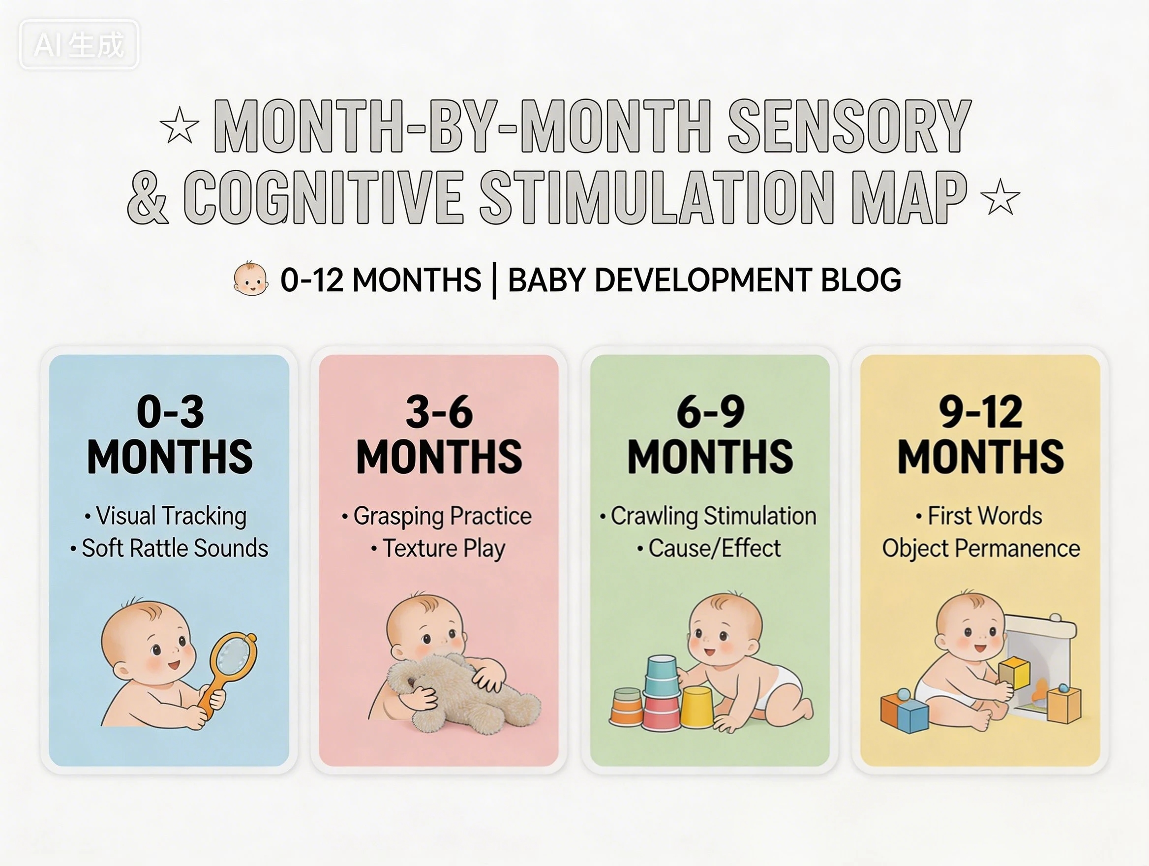 Month by month sensory cognitive stimulation map 0 12 months.webp